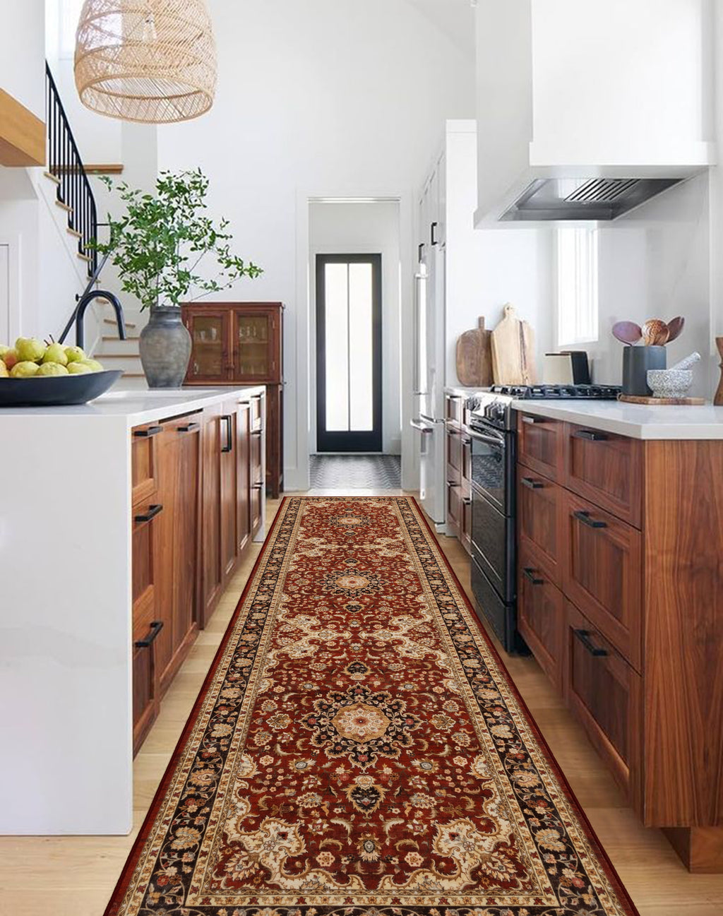 GLN Rugs Aphrodite - Machine Washable Area Rug - Red/Gold Home Rug