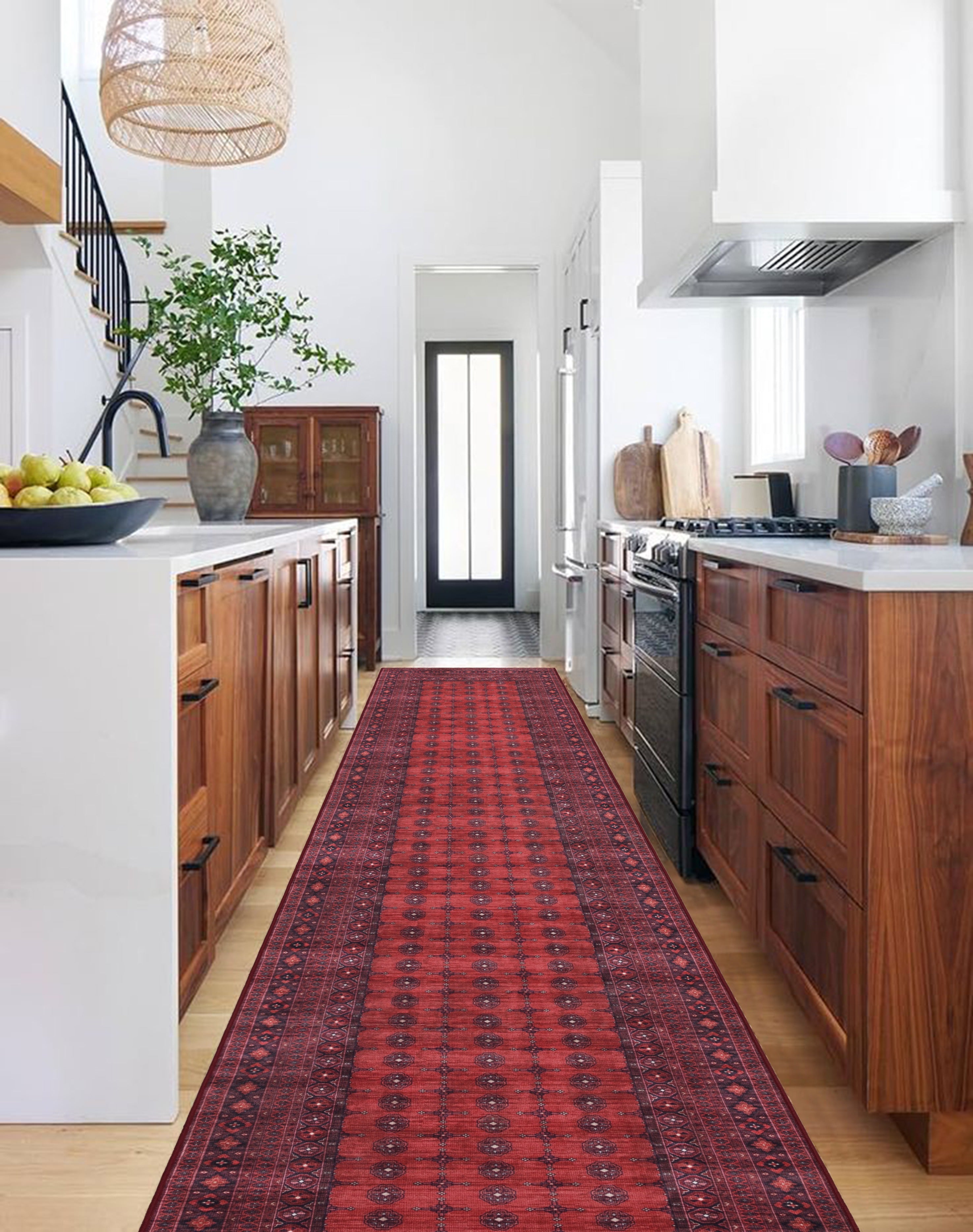 GLN Rugs Arcadia - Machine Washable Area Rug - Dark Red Home Rug
