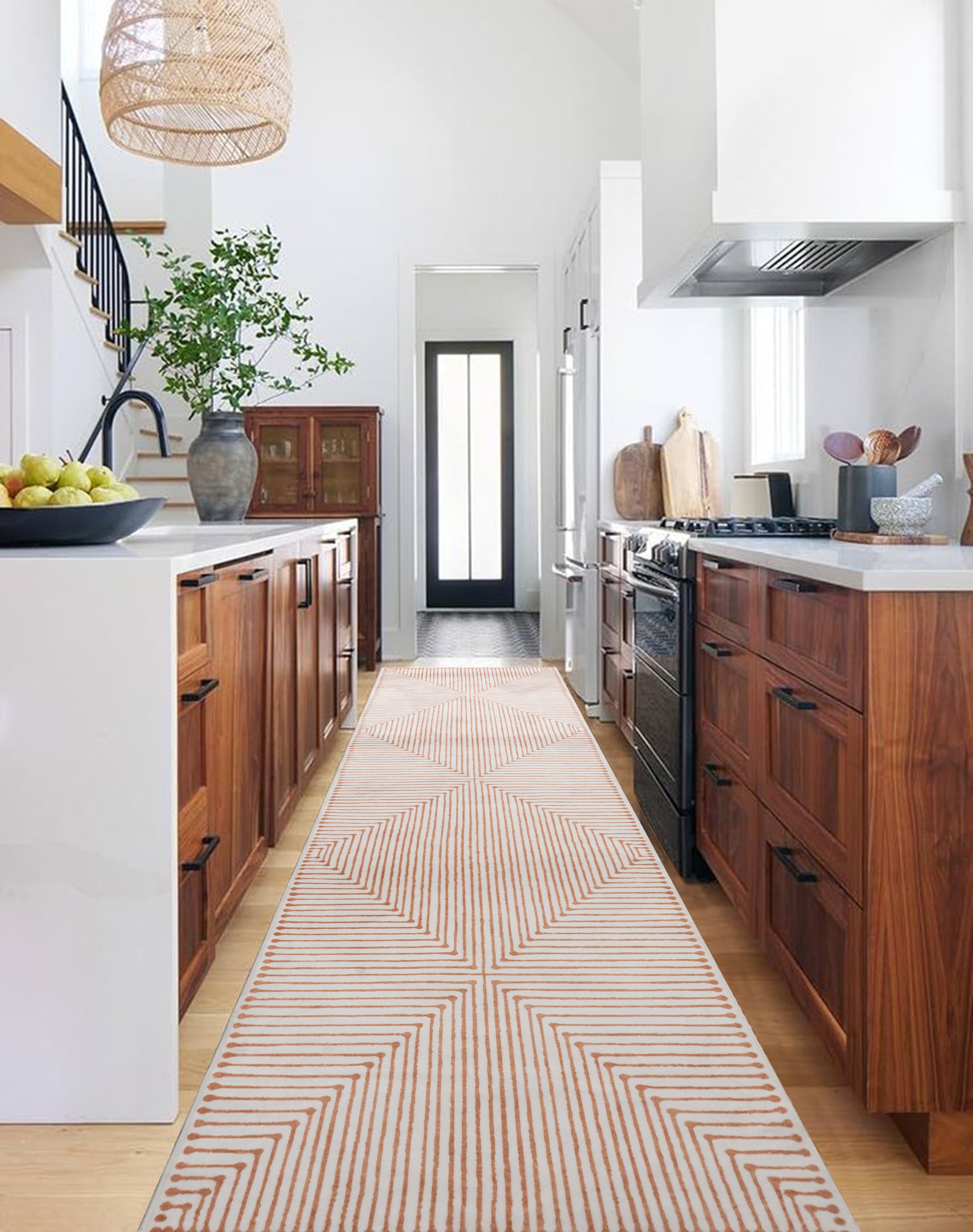 GLN Rugs Claros - Machine Washable Area Rug - Orange/Beige Home Rug