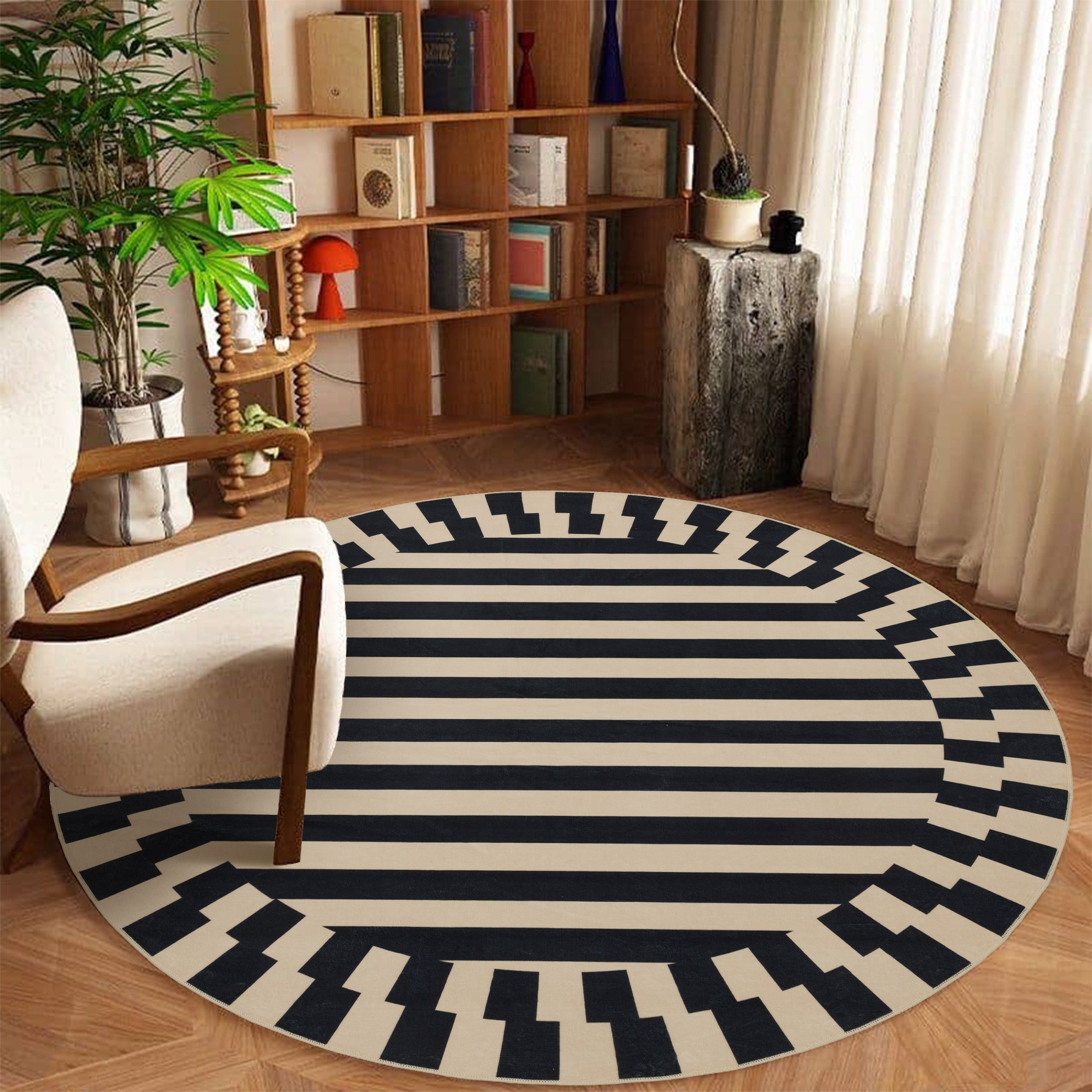GLN Rugs Bodrum - Machine Washable Area Rug - Navy/Beige Home Rug