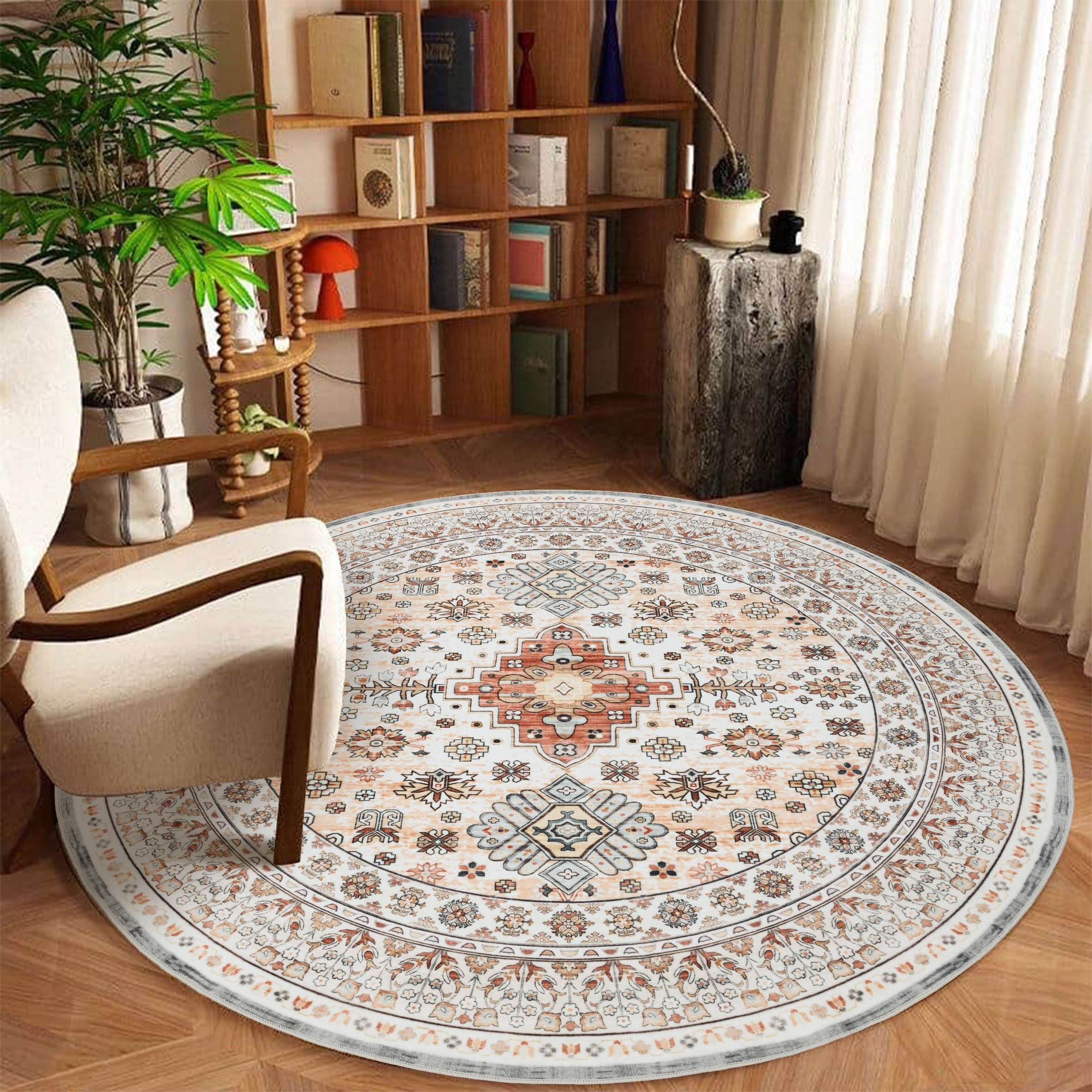 GLN Rugs Tyana - Machine Washable Area Rug - Cream/Terra Home Rug
