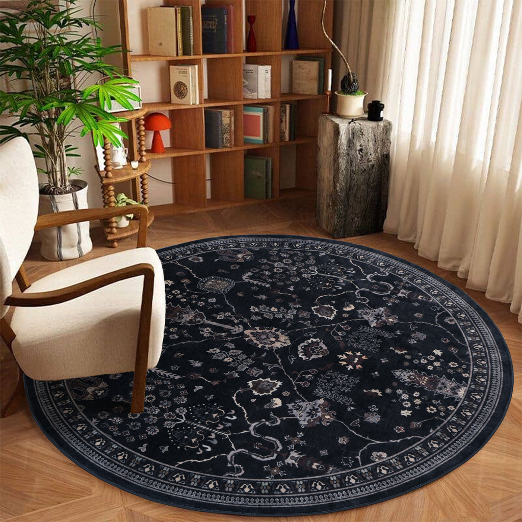 GLN Rugs Sumer - Machine Washable Area Rug - Turkish Black Home Rugs