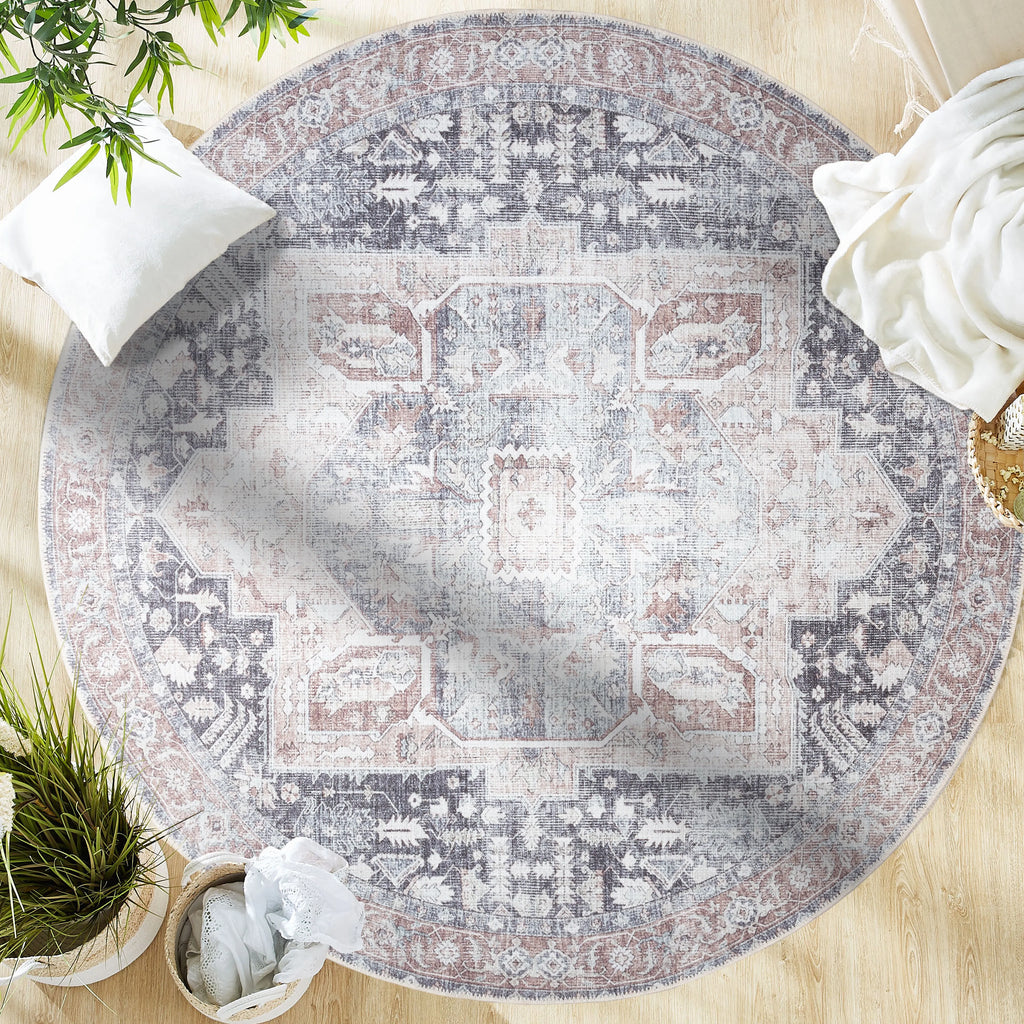 GLN Rugs Taxila - Machine Washable Area Rug - Turkish Brown/Gray Home Rugs