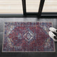 NARMAN - Machine Washable Area Rug (Burgundy/Navy)